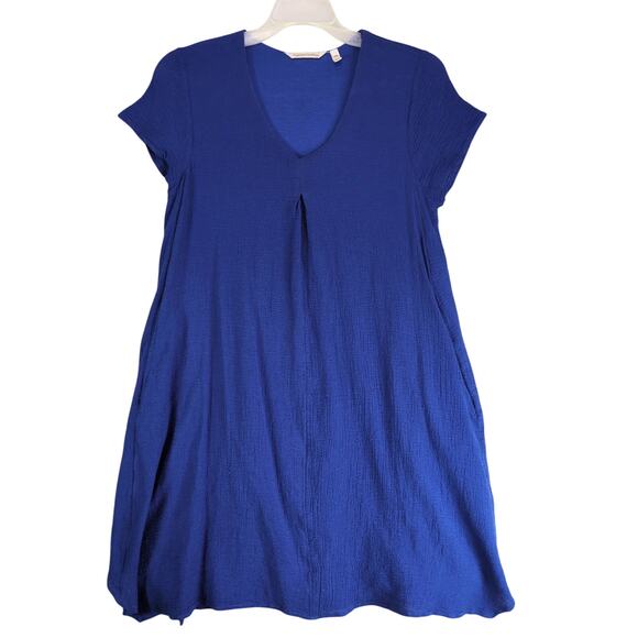 Soft Surroundings Cotton Gauze A-Line Dress Sz PXS Periwinkle Blue V-Neck Casual - Picture 1 of 10